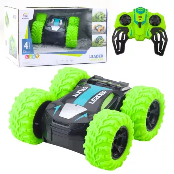 LEAN TOYS nuotoliniu valdymu valdomas triukų automobilis 360° sukimasis Žalias
