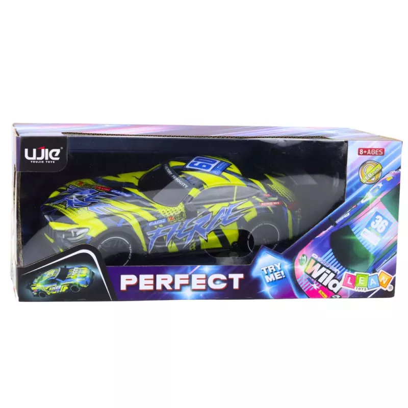 LEAN TOYS RC lenktyninis automobilis su apšviestu kėbulu, geltonas