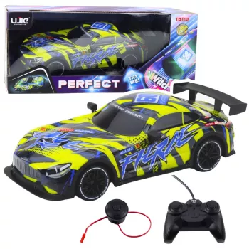 LEAN TOYS RC lenktyninis automobilis su apšviestu kėbulu, geltonas
