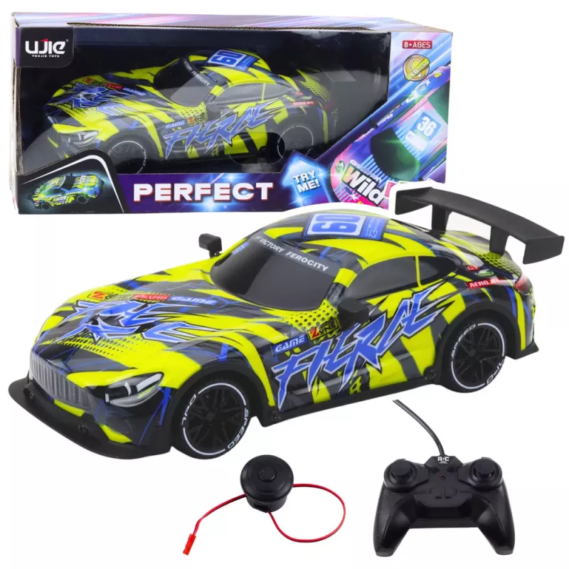 LEAN TOYS RC lenktyninis automobilis su apšviestu kėbulu, geltonas