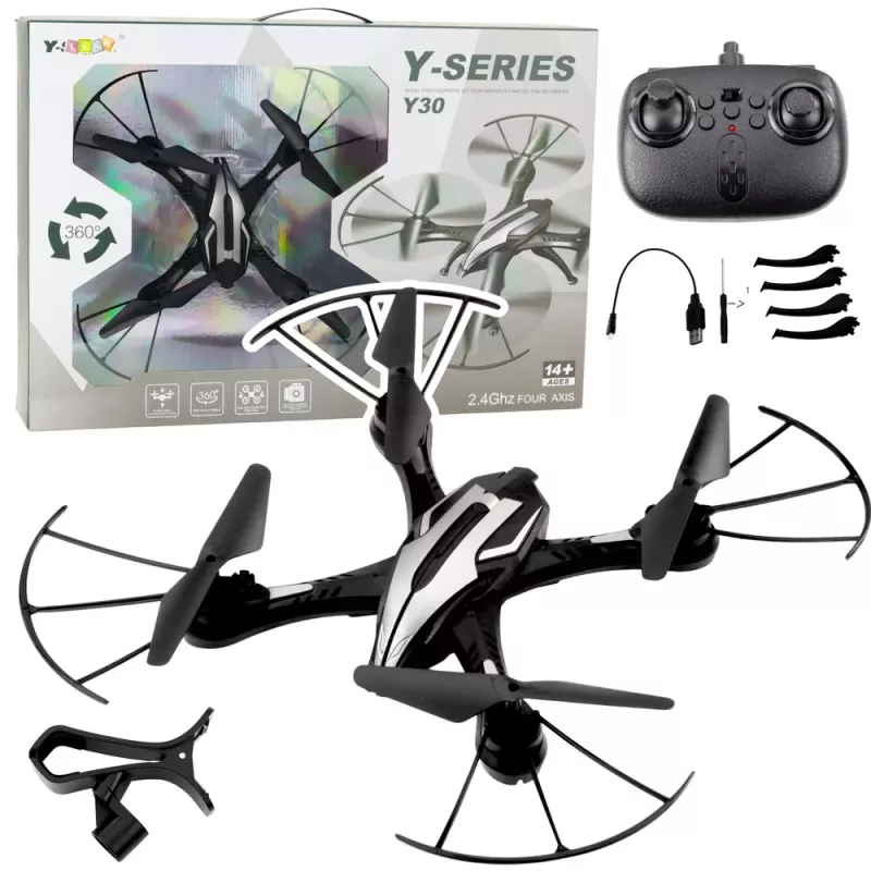 LEAN TOYS Y30 nuotoliniu valdymu valdomas dronas su LED lemputėmis, 6 ašių giroskopu, 360° sukimu, 2,4 GHz 4 kanalų kvadrakopteris