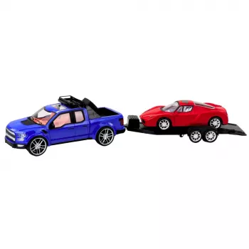 LEAN TOYS Visureigis su vilkiku ir sportiniu automobiliu – 3 vnt. rinkinys