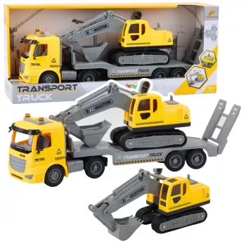 LEAN TOYS Truck Tow Truck Crawler Excavator Moving Lights Sounds Yellow