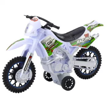LEAN TOYS Motocross Off-Road Drive motociklas su šviesomis ir garsais, baltas