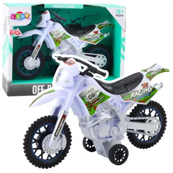 LEAN TOYS Motocross Off-Road Drive motociklas su šviesomis ir garsais, baltas