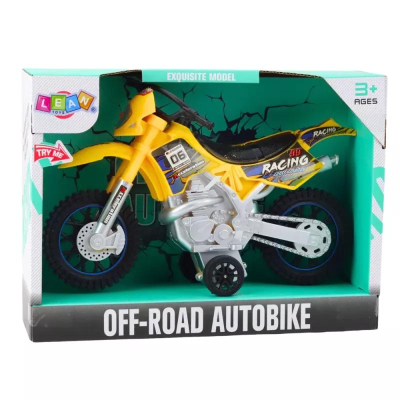 LEAN TOYS Off-Road Cross Bike Drive Lights Sounds Geltonas