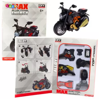 LEAN TOYS Motociklo surinkimo rinkinys su sraigtais Metalinis 1:14 DIY Juoda ir Oranžinė