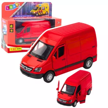 LEAN TOYS Delivery Truck Metal Red 1:32 Lights Sounds