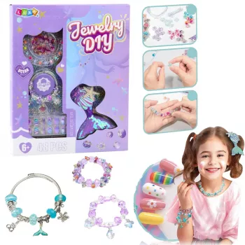 LEAN TOYS Beauty Set Jewelry Bracelet Beads Hairpin Mermaid Tail 48pcs