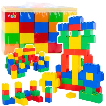 LEAN TOYS Statybinių kaladėlių rinkinys didelių blokų maiše, spalvotas, 28,5x9x9 cm, 20 vnt.