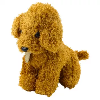 LEAN TOYS Poodle Dog in Velcro Bag, Minkštas žaislas, Šviesiai ruda