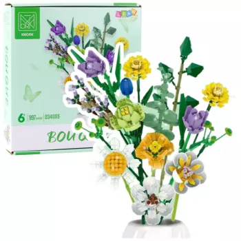 LEAN TOYS Construction Blocks Decorative Bouquet of Colorful Flowers 997 pcs.