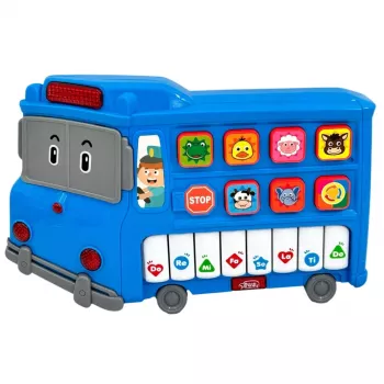 LEAN TOYS elektrinis pianinas edukacinis mažyliams mėlynas autobusas