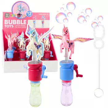 LEAN TOYS Muilo burbulų pūstuvas Vienaragis Judantys sparnai Suktuvas 23cm Įvairios spalvos