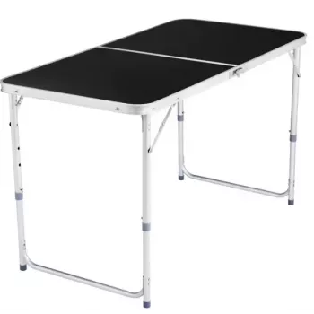 Sulenkiamas stovyklavimo stalas LEAN reguliuojamas aliuminis juodas 120x60 cm