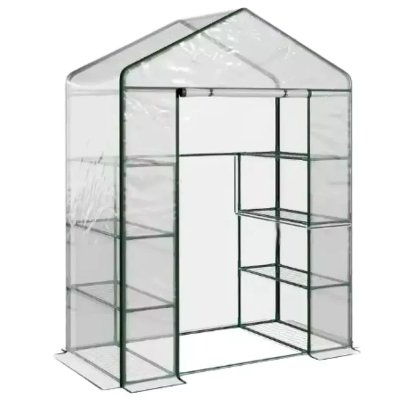 LEAN Mini Balkoninis Šiltnamis su 4 Metalinėmis Lentynomis ir PVC Plėvele 195 x 143 x 73 cm