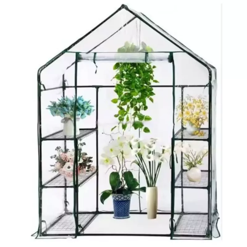 LEAN Mini Balkoninis Šiltnamis su 4 Metalinėmis Lentynomis ir PVC Plėvele 195 x 143 x 73 cm