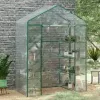 LEAN Mini Balkoninis Šiltnamis su 4 Metalinėmis Lentynomis ir PVC Plėvele 195 x 143 x 73 cm