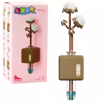 LEAN TOYS Statybiniai blokeliai Medvilnės šakelė kolboje 392 dalių