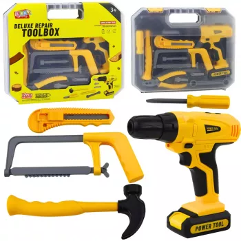 LEAN TOYS DIY rinkinys su grąžtu, įrankiais, šviesomis ir garsais, dėklas