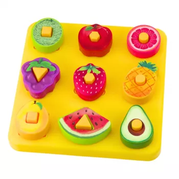 LEAN TOYS Edukacinis dėlionė vaikams Geometriniai vaisiai su kaiščiais