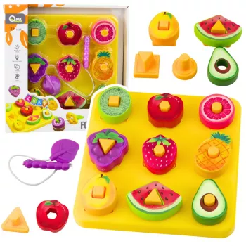LEAN TOYS Edukacinis dėlionė vaikams Geometriniai vaisiai su kaiščiais