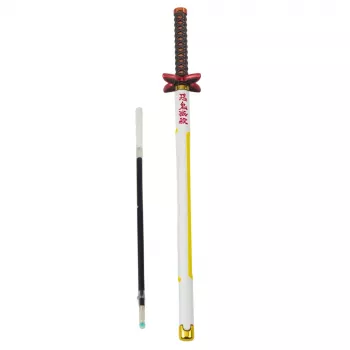 LEAN Katana Sword Anime Ballpoint Pen Metal Black Ink Replaceable Refill White and Yellow