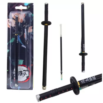 LEAN Katana Sword Anime Ballpoint Pen Metal Black Ink Replaceable Refill Black