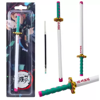 LEAN Katana Sword Anime Ballpoint Pen Metal Black Ink Replaceable Refill Turquoise