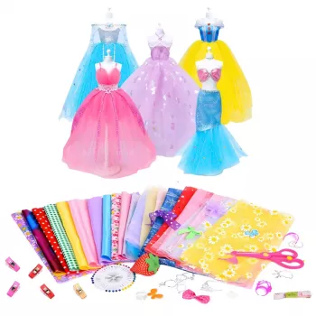 LEAN TOYS DIY kūrybinis rinkinys lėlių drabužių dizainui ir siuvimui