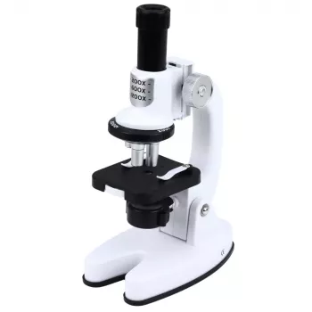 LEAN TOYS Mikroskopo edukacinis rinkinys vaikams 1200x priedai baltas