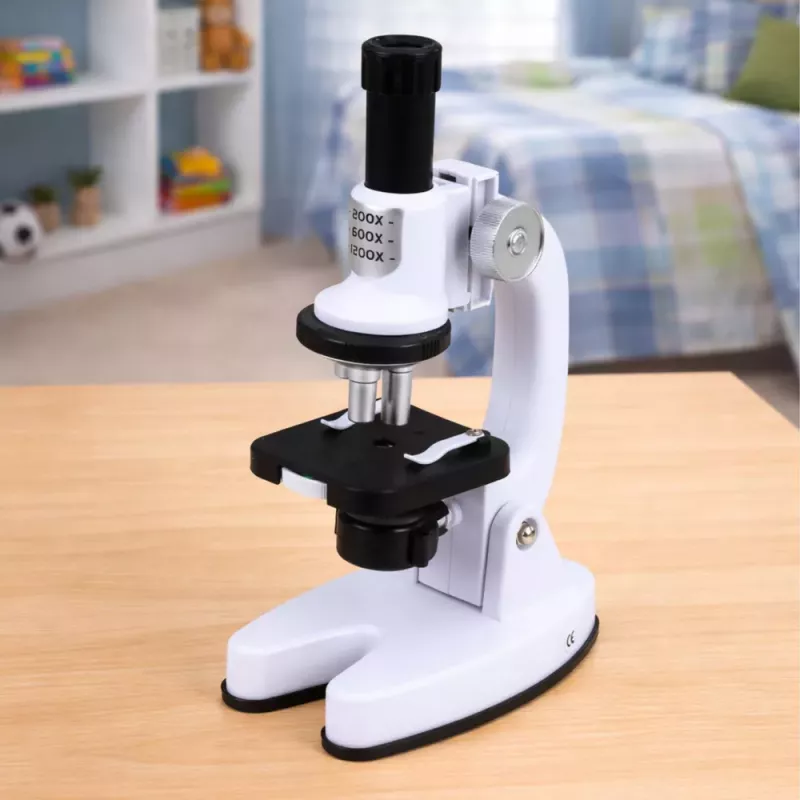 LEAN TOYS Mikroskopo edukacinis rinkinys vaikams 1200x priedai baltas