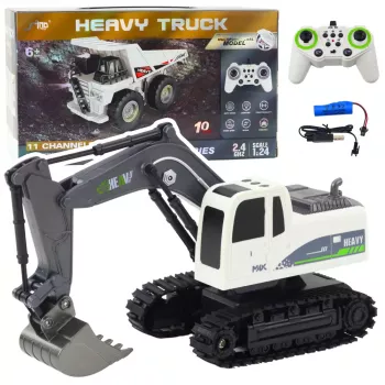 LEAN TOYS nuotoliniu valdymu RC Crawler Ekskavatorius su Šviesomis ir Garsais, Baltas, 1:24 Mastelis