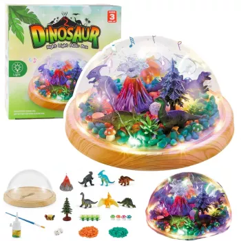 LEAN TOYS DIY Dinozaurų Terariumo Kūrybinis Rinkinys su Naktine Lempa Kupolu