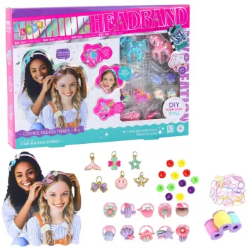 LEAN TOYS Kūrybinis rinkinys „Pasidaryk pats“ vienaragio galvos juostoms su blizgančiais papuošimais