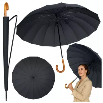 LEAN Large Automatic Umbrella with Arm Cover 24-Rib Black 115 cm