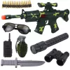 LEAN TOYS Karinis šautuvų rinkinys su šautuvo aksesuarais ir šūvio garsu, chaki