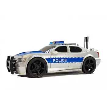 LEAN TOYS Policijos automobilis su šviesomis ir garsais 1:20 Strung Silver