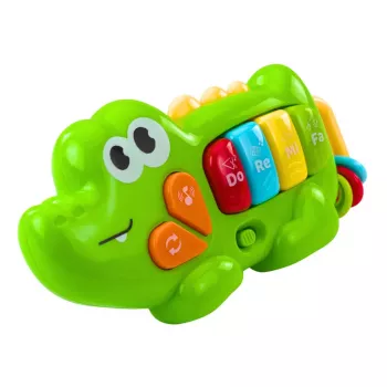 LEAN TOYS interaktyvus muzikinis pianinas su krokodilo karoliukais, žalias