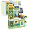 LEAN TOYS Vaikų virtuvėlė su vandens ciklu, besikeičiančiu maistu ir garais, 64 dalių, žalia