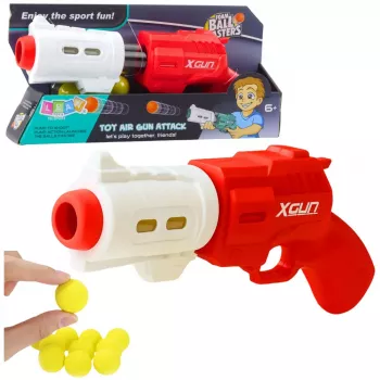 LEAN TOYS XGUN pistoletas minkštiems putplasčio rutuliukams, raudonas, 6 vnt.