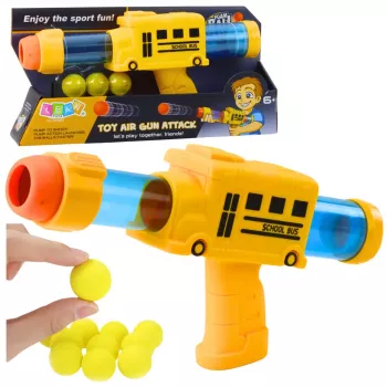 LEAN TOYS Soft Foam Ball Gun School Bus Yellow 6 vnt.