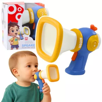 LEAN TOYS Megafonas vaikams su balso keitikliu ir šviesos efektais, mėlynas