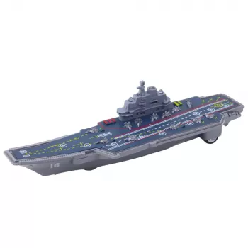 LEAN TOYS Karinis lėktuvnešis su šviesos ir garso efektais, frikcinė pavara, 24 cm