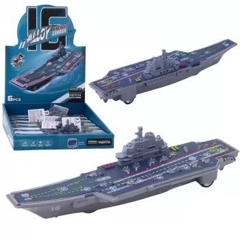 LEAN TOYS Karinis lėktuvnešis su šviesos ir garso efektais, frikcinė pavara, 24 cm