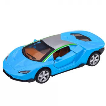 LEAN TOYS Sports Car Metal Drive Lights Sounds Blue 1:32