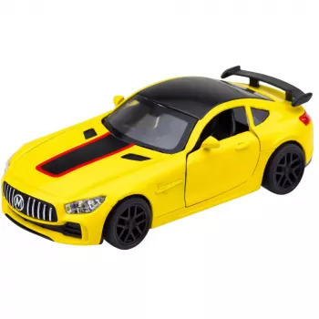 LEAN TOYS Sportinis automobilis Metalas Atidaromos durelės Šviesos Garsai Geltona 1:32