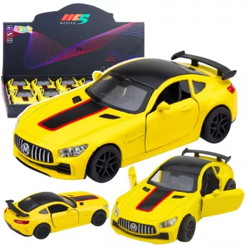 LEAN TOYS Sportinis automobilis Metalas Atidaromos durelės Šviesos Garsai Geltona 1:32