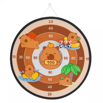 LEAN TOYS Capybara Dartboard Skill Game su Velcro kamuoliukais ir žaisliniais ginklais 73.5 cm