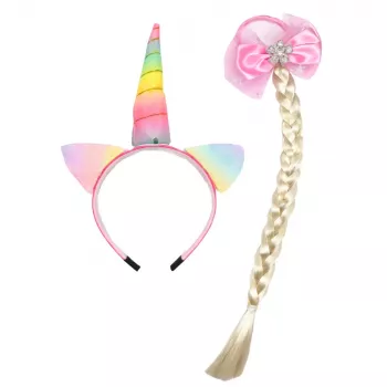 LEAN TOYS Unicorn Headband su pynute ir pasteline kasete